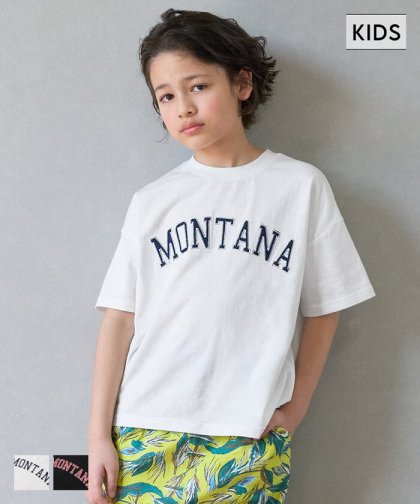 セール★890円→550円 キッズ 110-140 Tシャツ ワッペン フロントロゴ カレッジ 英字 リブ 綿100 クルーネック 半袖 男の子 親子お揃い 子供服 メール便可 coca コカ