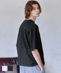 Tシャツ メンズ フットボールT 後ろ切り替え カバーステッチ ビッグシルエット クルーネック ミディアム丈 無地 半袖 メール便不可 24ss coca コカ