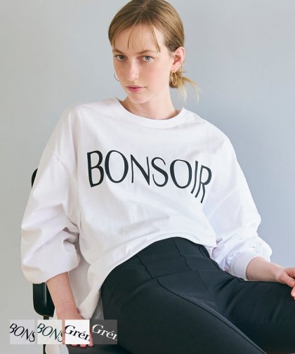 セール★1290円→990円 ロゴTシャツ レディース サイドスリット クルーネック ロンT 長袖 リブ コットン ビッグシルエット ゆったり メール便不可 24ss coca コカ