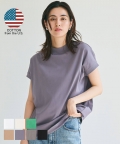 Tシャツ レディース モックネック 半袖 COTTON from the US 丸首 フレンチスリーブ 厚手 ハリ感 綿100％ アメリカ メール便可 24ss coca コカ